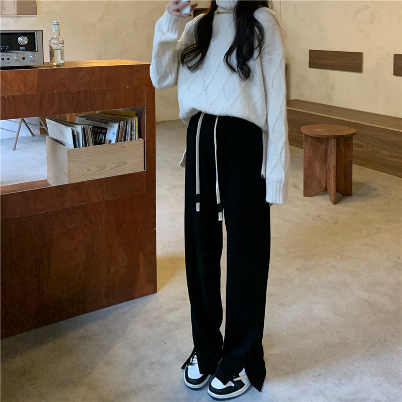 High-waisted loose wide-leg pants