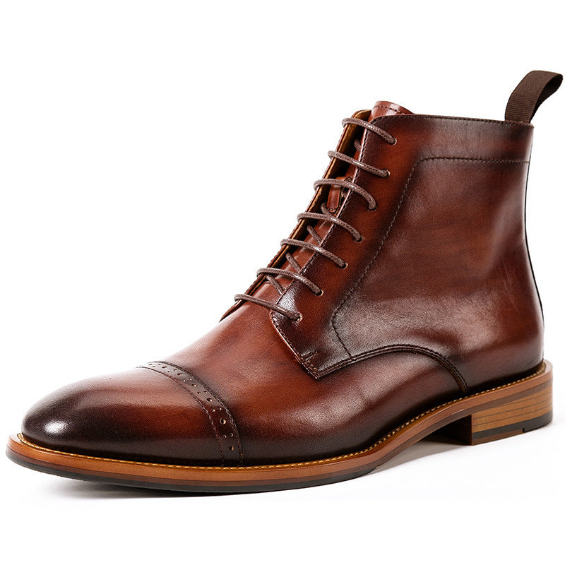 Men's high top lace-up leather boots