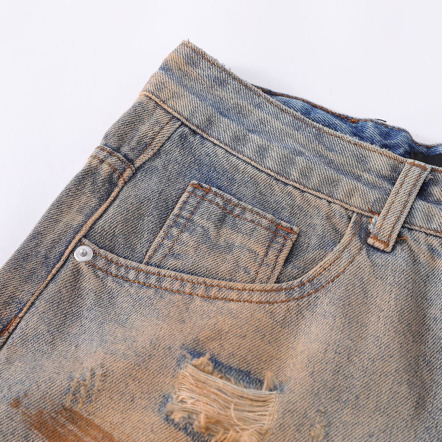 Men's vintage ripped washed jeans