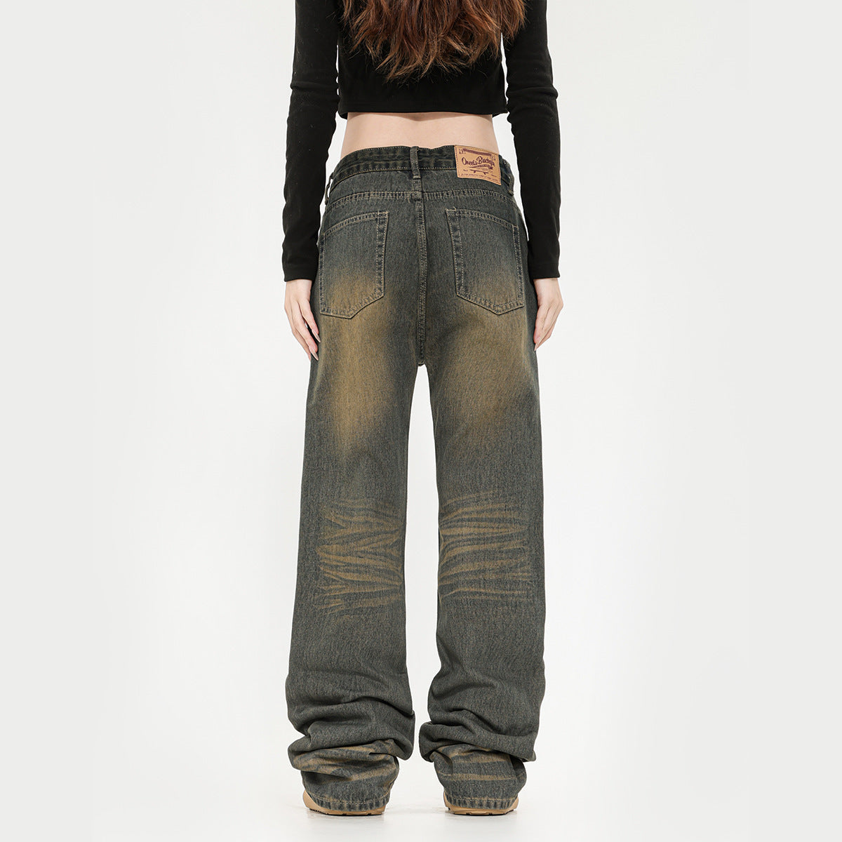 Retro ripped straight-leg high street jeans