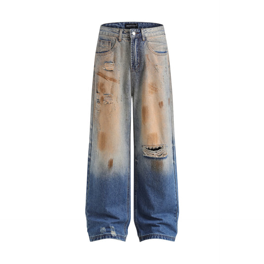 Men's vintage ripped washed jeans