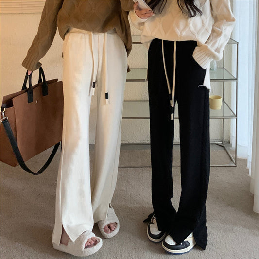 High-waisted loose wide-leg pants