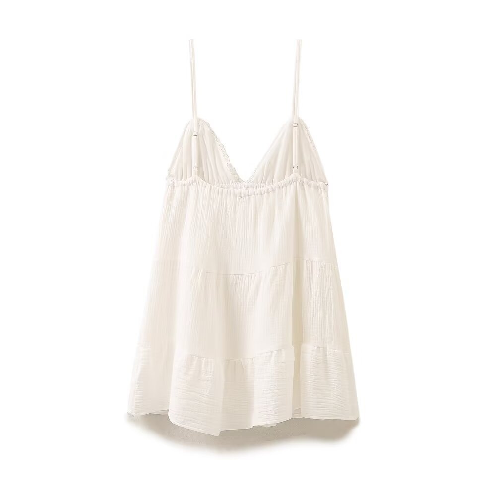 V-neck Layered Splicing Sling Short Dress