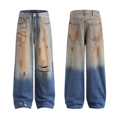 Men's vintage ripped washed jeans