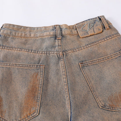 Men's vintage ripped washed jeans