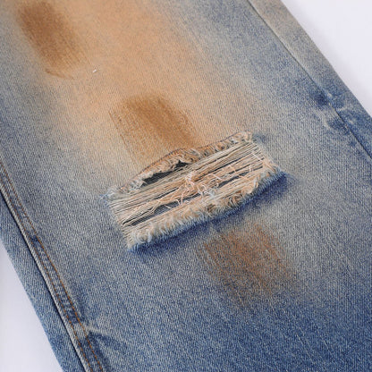 Men's vintage ripped washed jeans