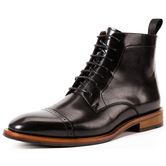 Men's high top lace-up leather boots